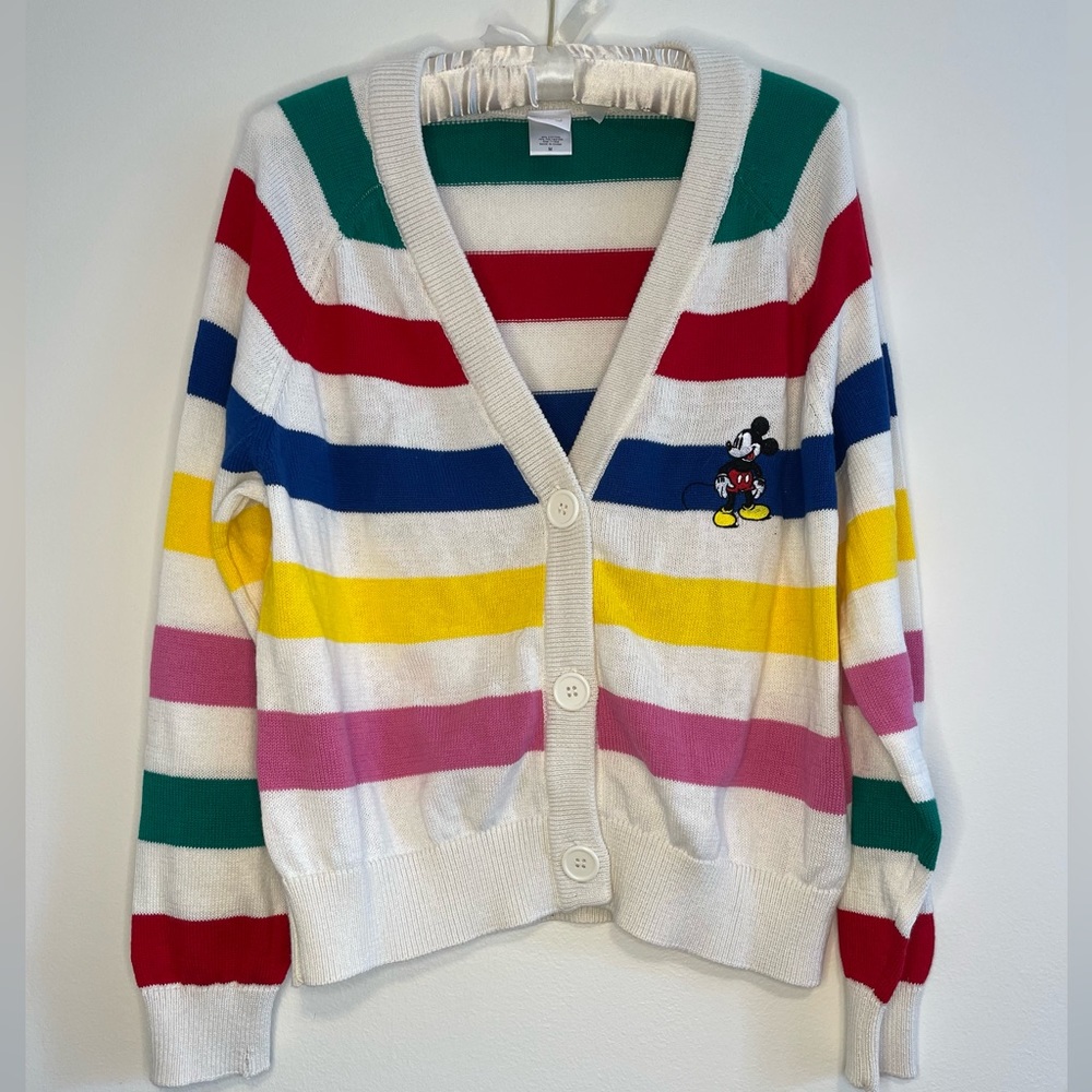 NWOT Disney Mickey Mouse Colorful Striped Cardigan